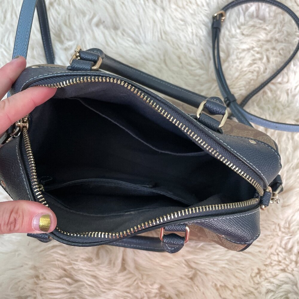 Coach Mini Bennett Satchel in Colorblock Signature Coated Canvas Midnight Pool - Picture 13 of 15